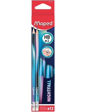 Maped Nightfall HB Eraser Tipped Pencils 12pk
